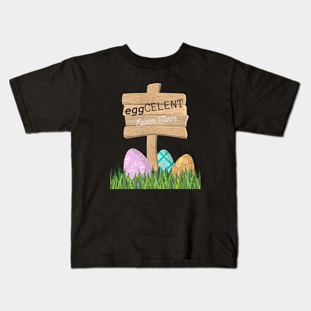 Eggcelent Easter Farm Kids T-Shirt by IlanaArt